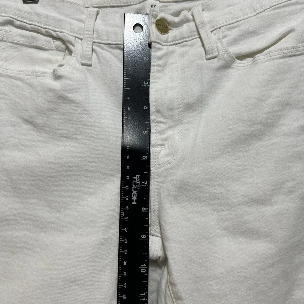 Frame Le Skinny De Jeanne Crop‎ Mid Rise Ivory White Jeans Women's Size 27